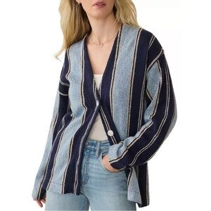Faherty Women's Dockside Cardigan XS Small Tide Line Stripe Drug Rug Poncho